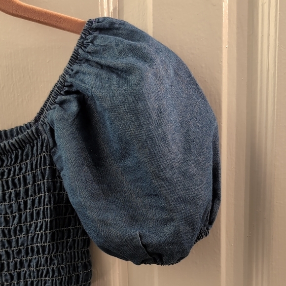 Vince Camuto Denim Blue Puff Sleeve Romper - Picture 6 of 7